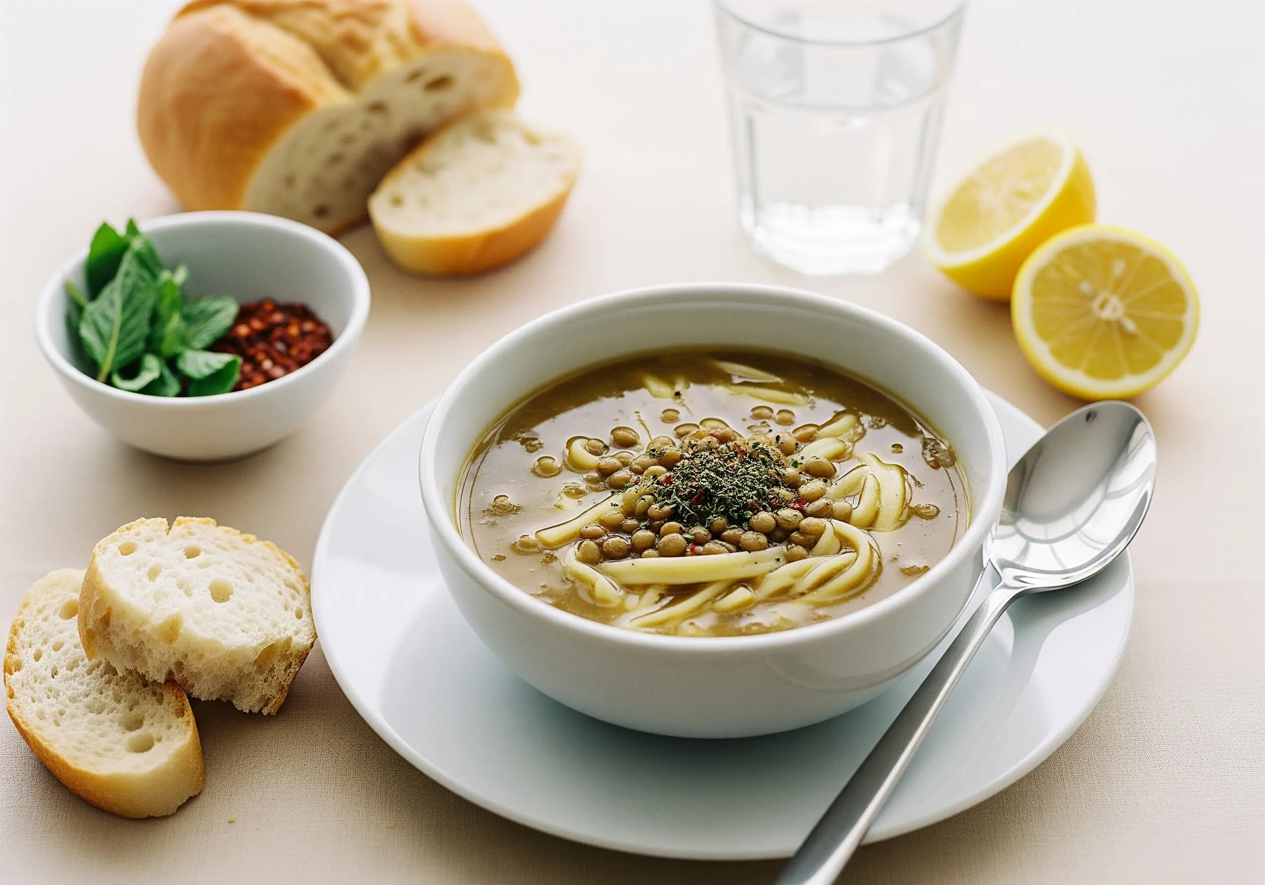 Erişteli Yeşil Mercimek Çorbası